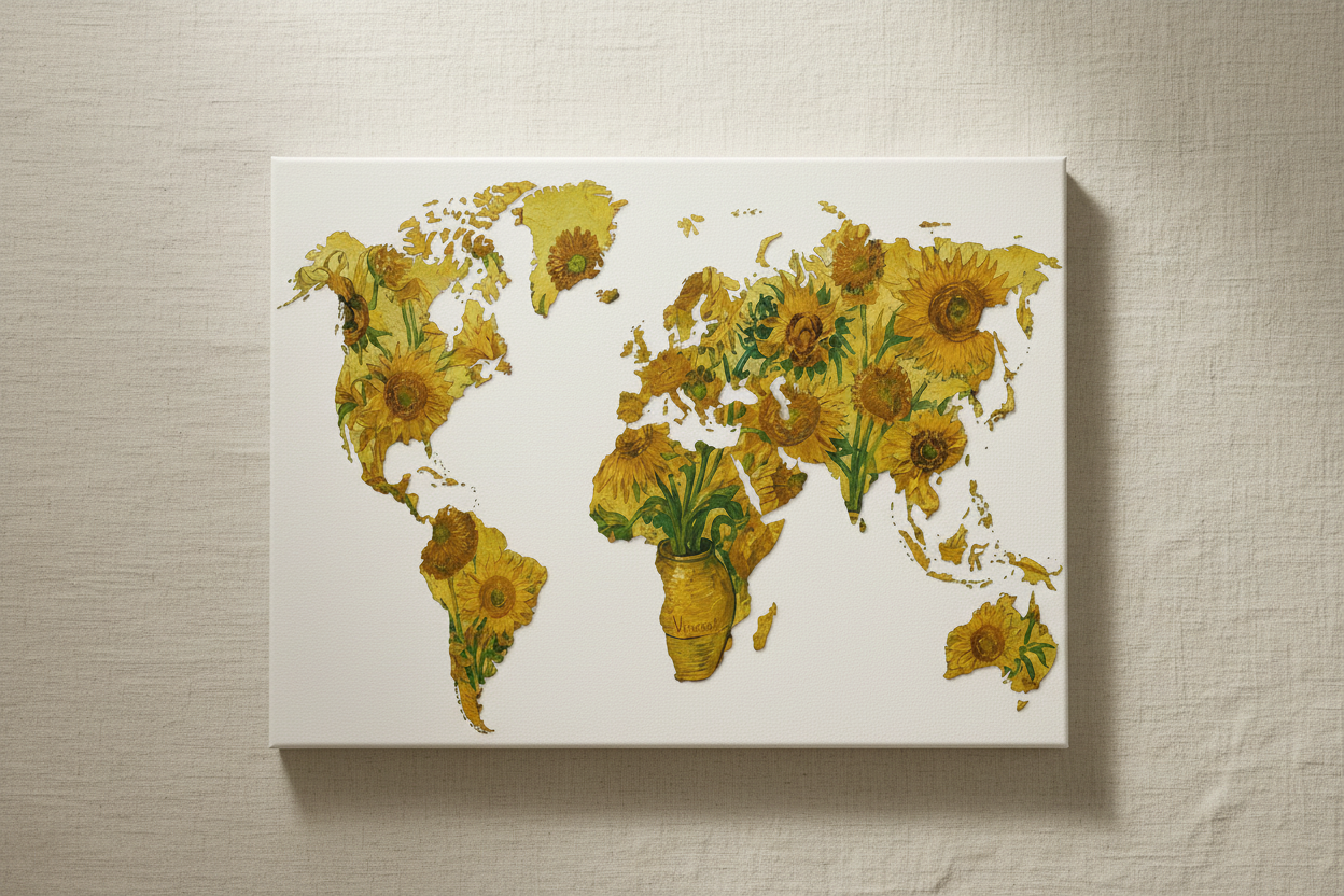 Canvas flat lay su lino