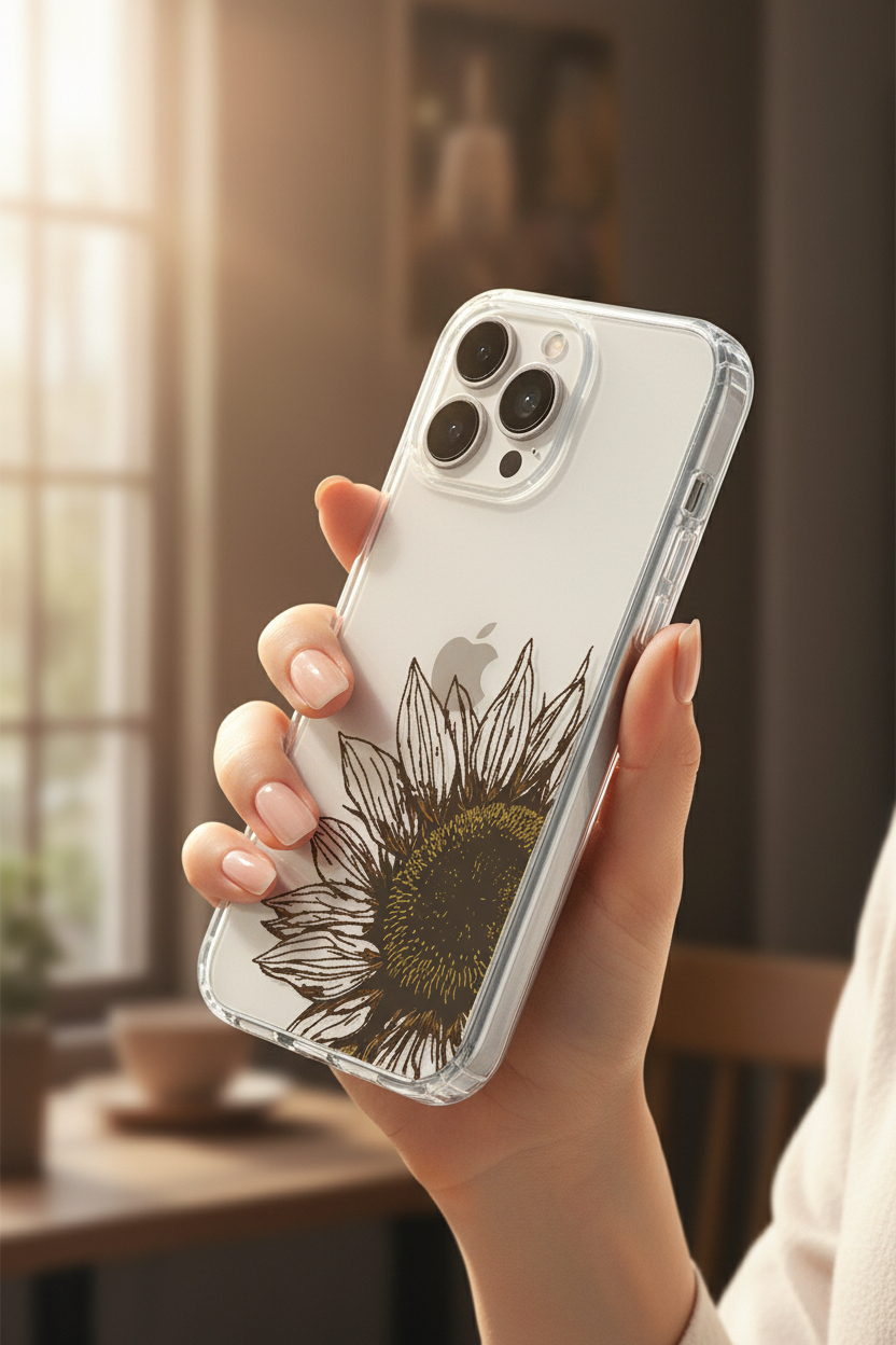 Cover girasole - vista laterale in mano