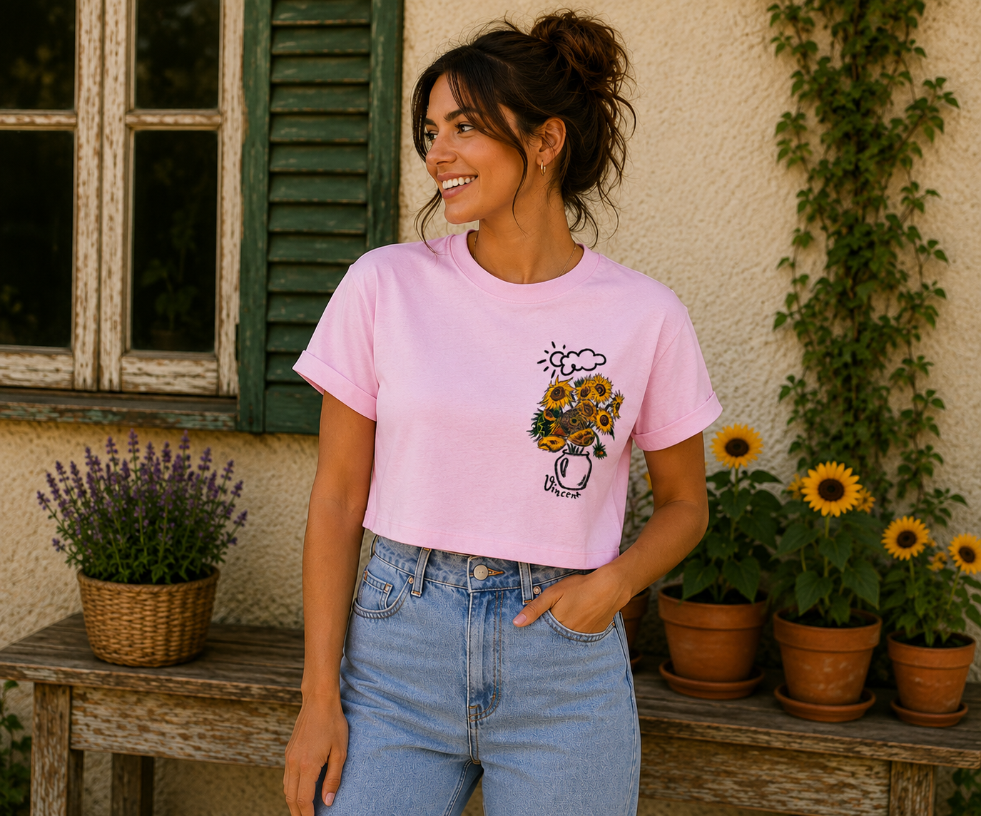 T-shirt Donna Top Crop -I Girasoli-
