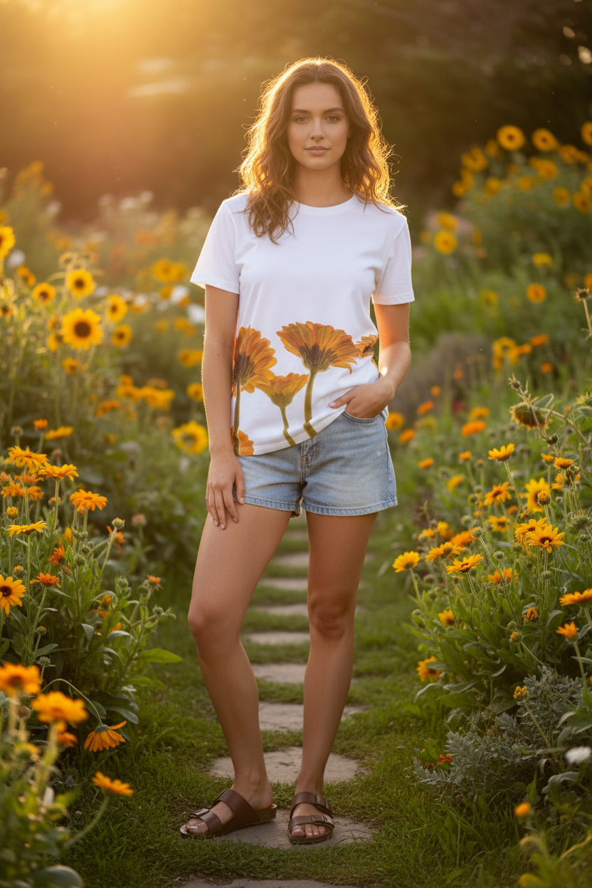 T-shirt fronte floreale